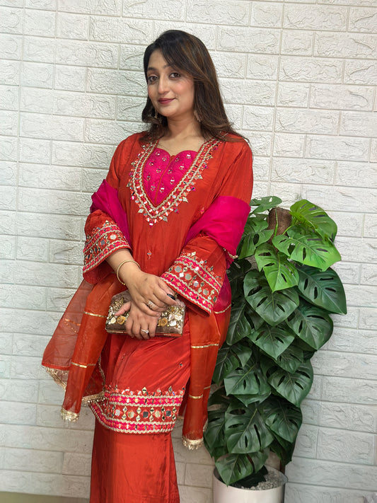 Festive Mirror Work Kurta Set