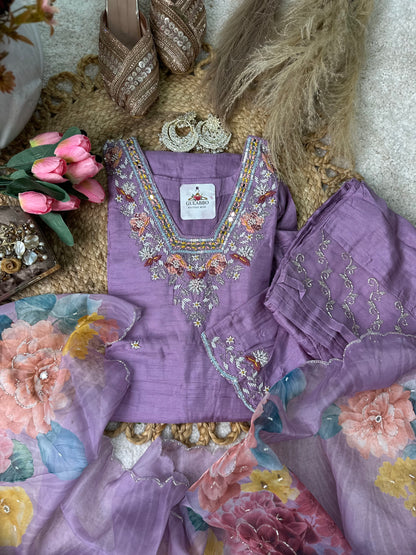 Lavish Lavender Embroidered Kurta Set