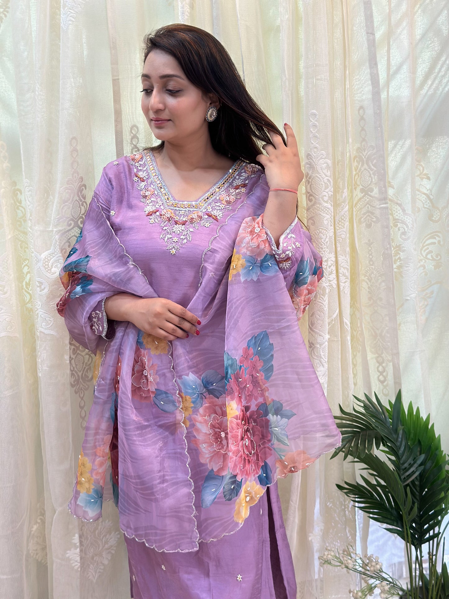 Lavish Lavender Embroidered Kurta Set