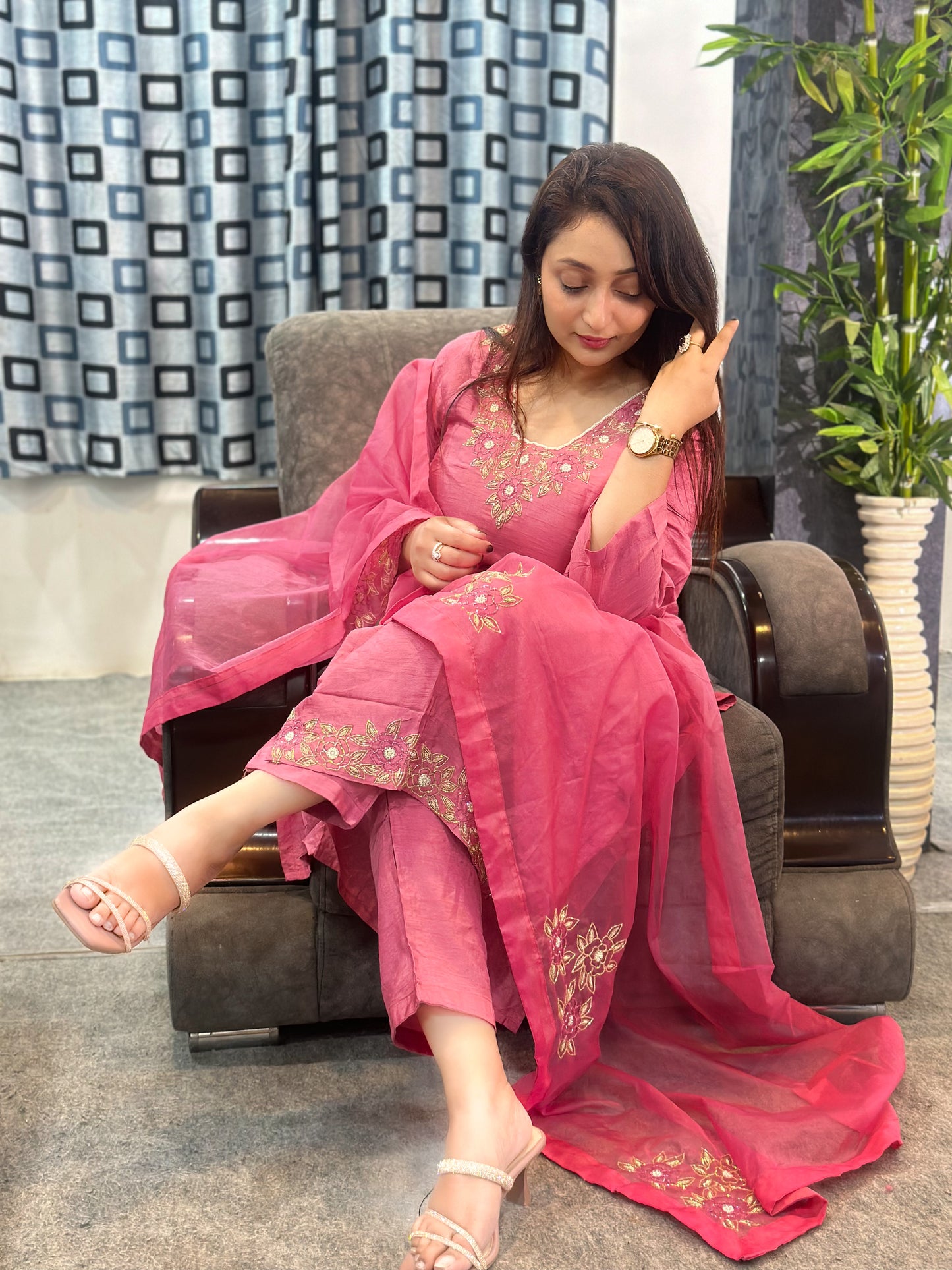 Pink Heavy Embroidered Kurta Set