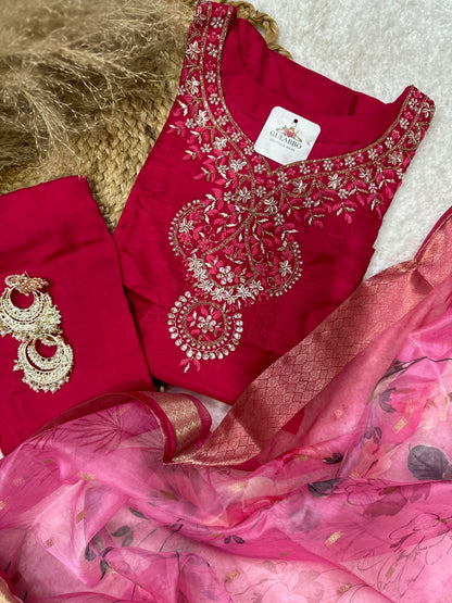 Pink Embroidered Kurta Set