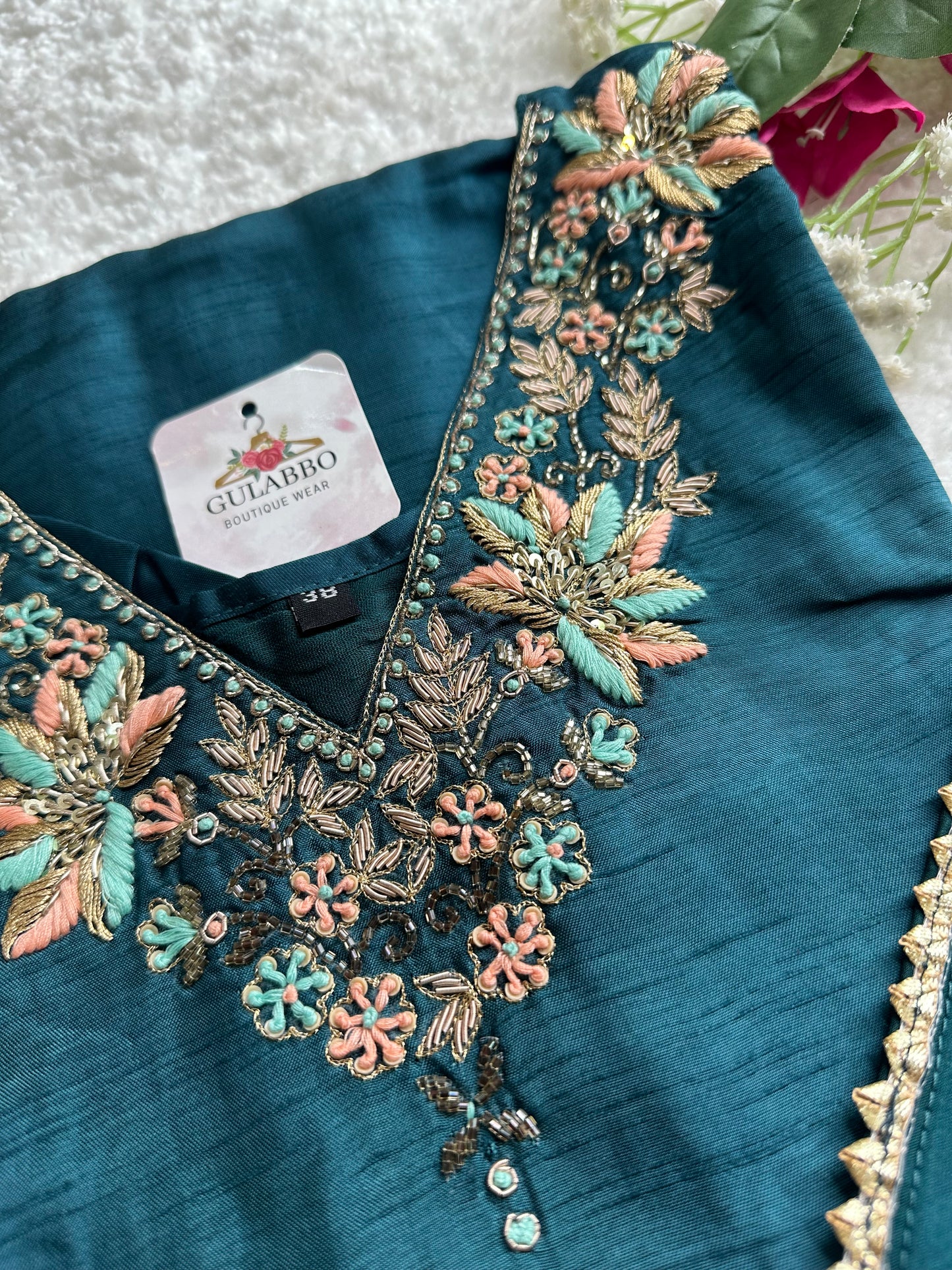 Peacock Green Silk Set