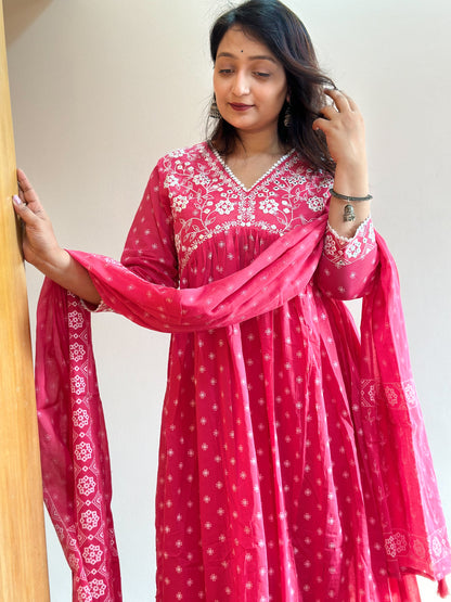 Pure Cotton Alia cut Anarkali kurta