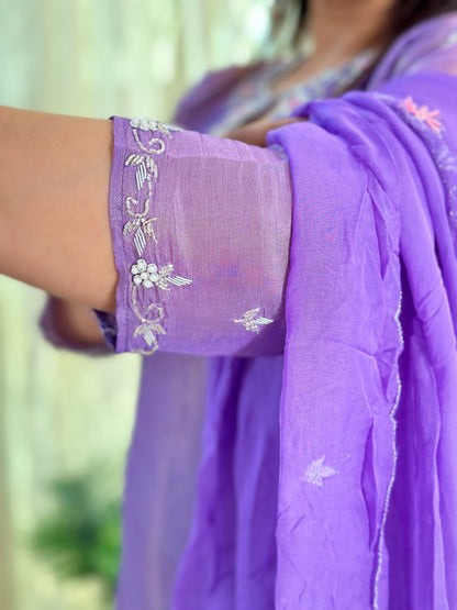 Lavender Tissue Silk Kurta Set