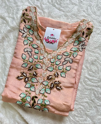 Vibrant floral embroidery with a coordinating floral dupatta.