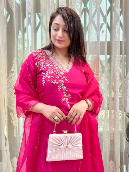 Pink Heavy Embroidered Kurta Set