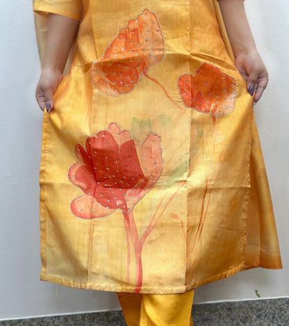 vibrant vibes of a sunset stunning kurta set with embroidery