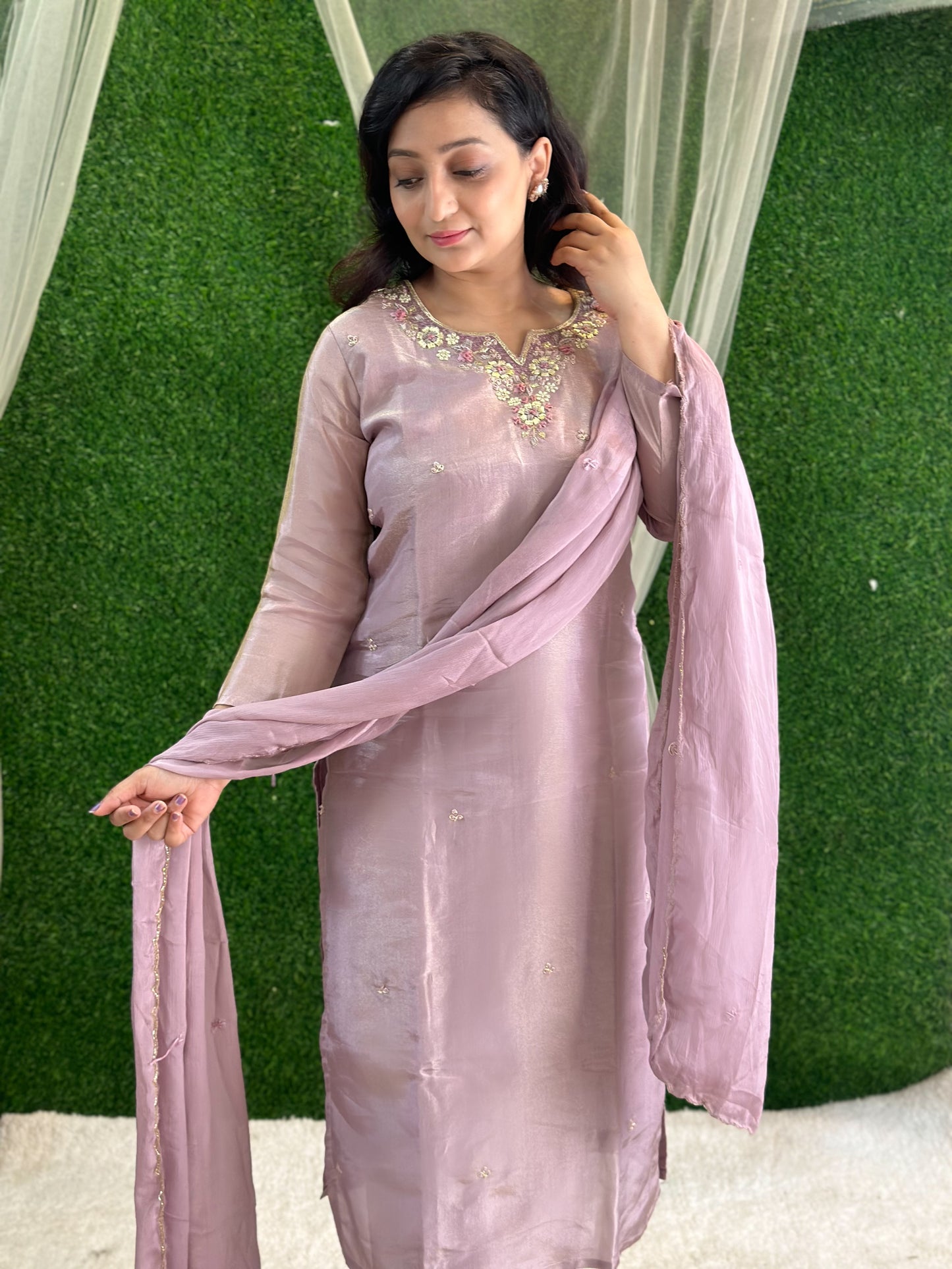 Elegant Tissue Silk Kurta Set