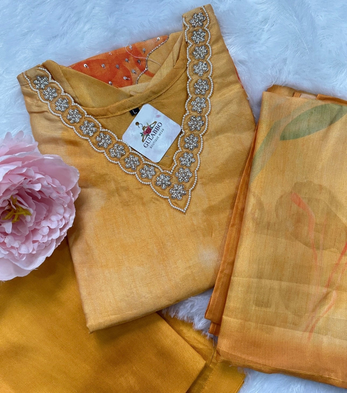 vibrant vibes of a sunset stunning kurta set with embroidery