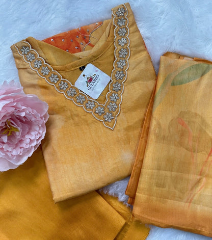 vibrant vibes of a sunset stunning kurta set with embroidery