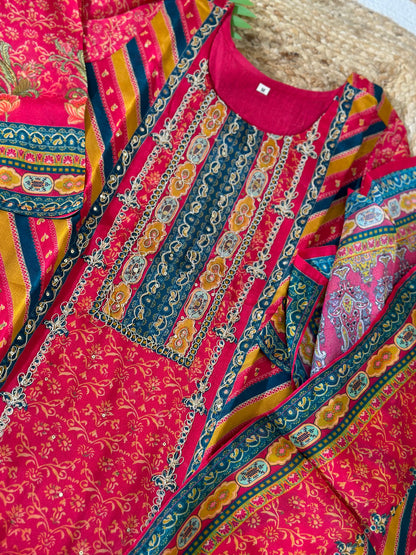 Viscose Organza Jaipuri Kurta Set