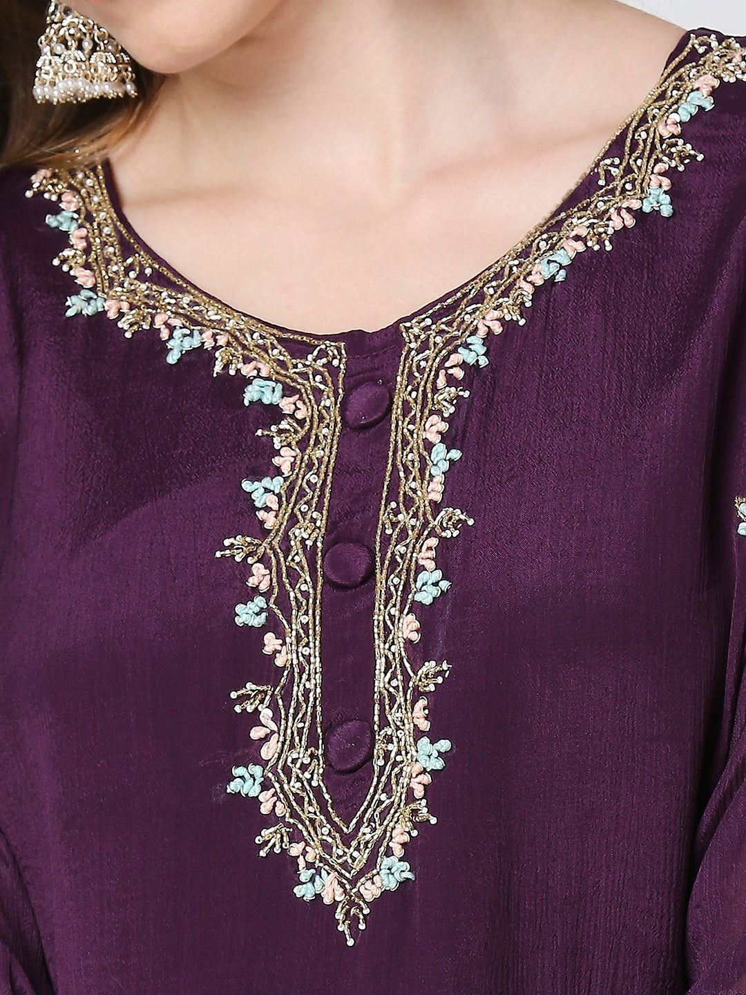 Embroidered Chinon Sharara Set