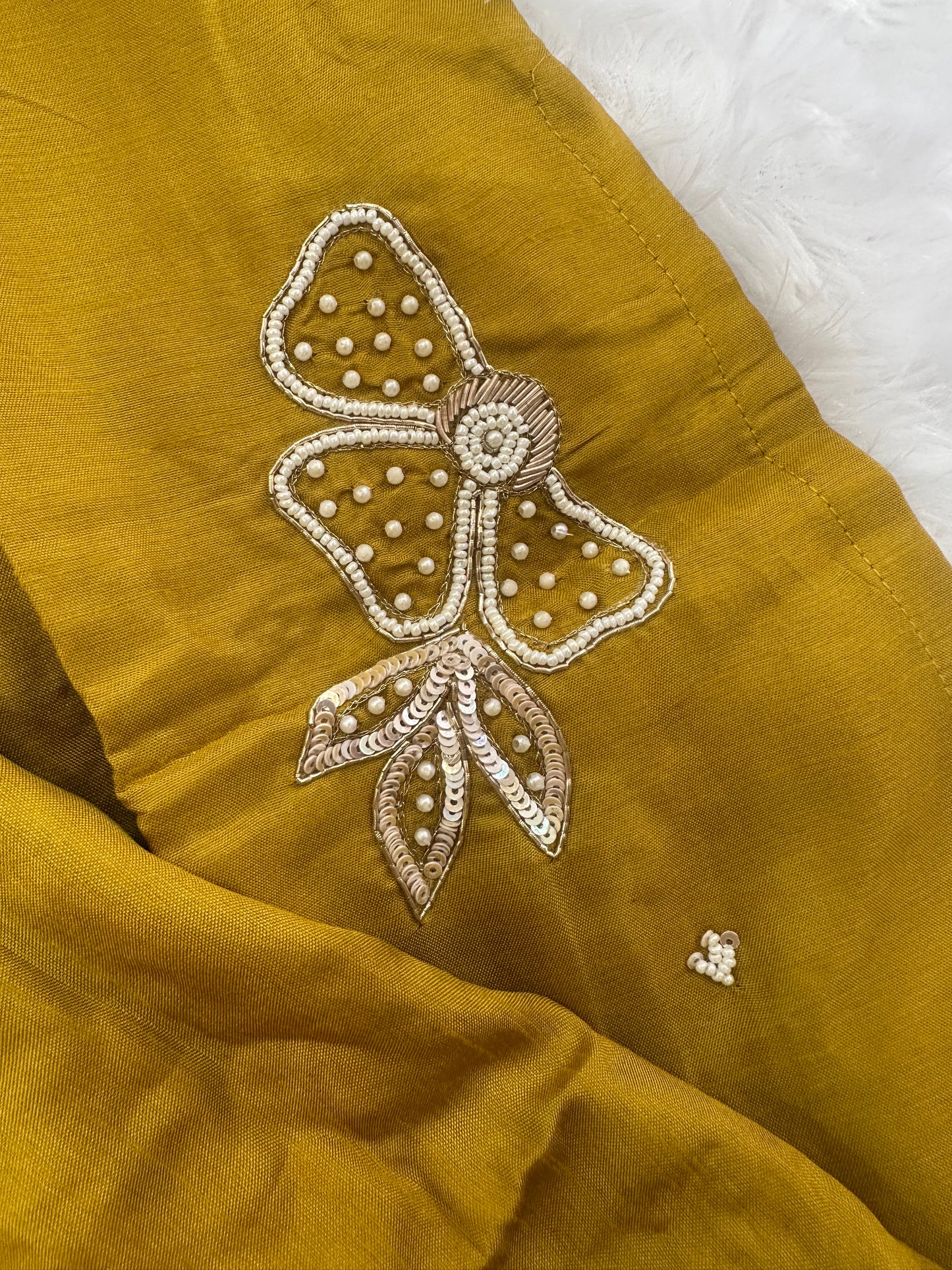 Mustard Embroidered Dola Silk Kurta Set