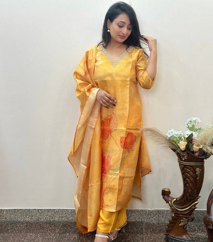 vibrant vibes of a sunset stunning kurta set with embroidery