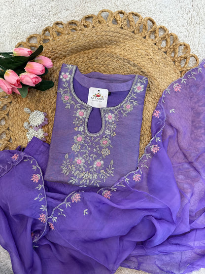 Lavender Tissue Silk Kurta Set