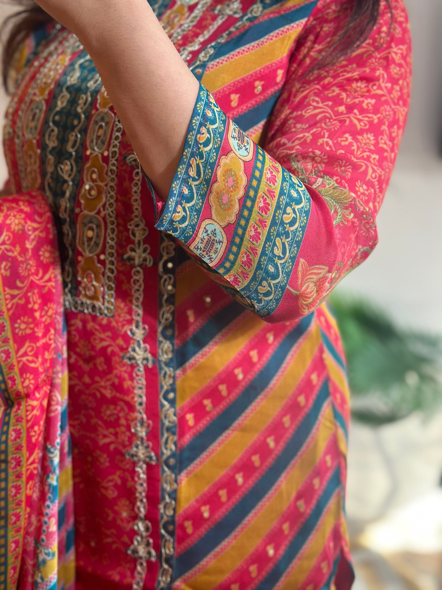 Viscose Organza Jaipuri Kurta Set