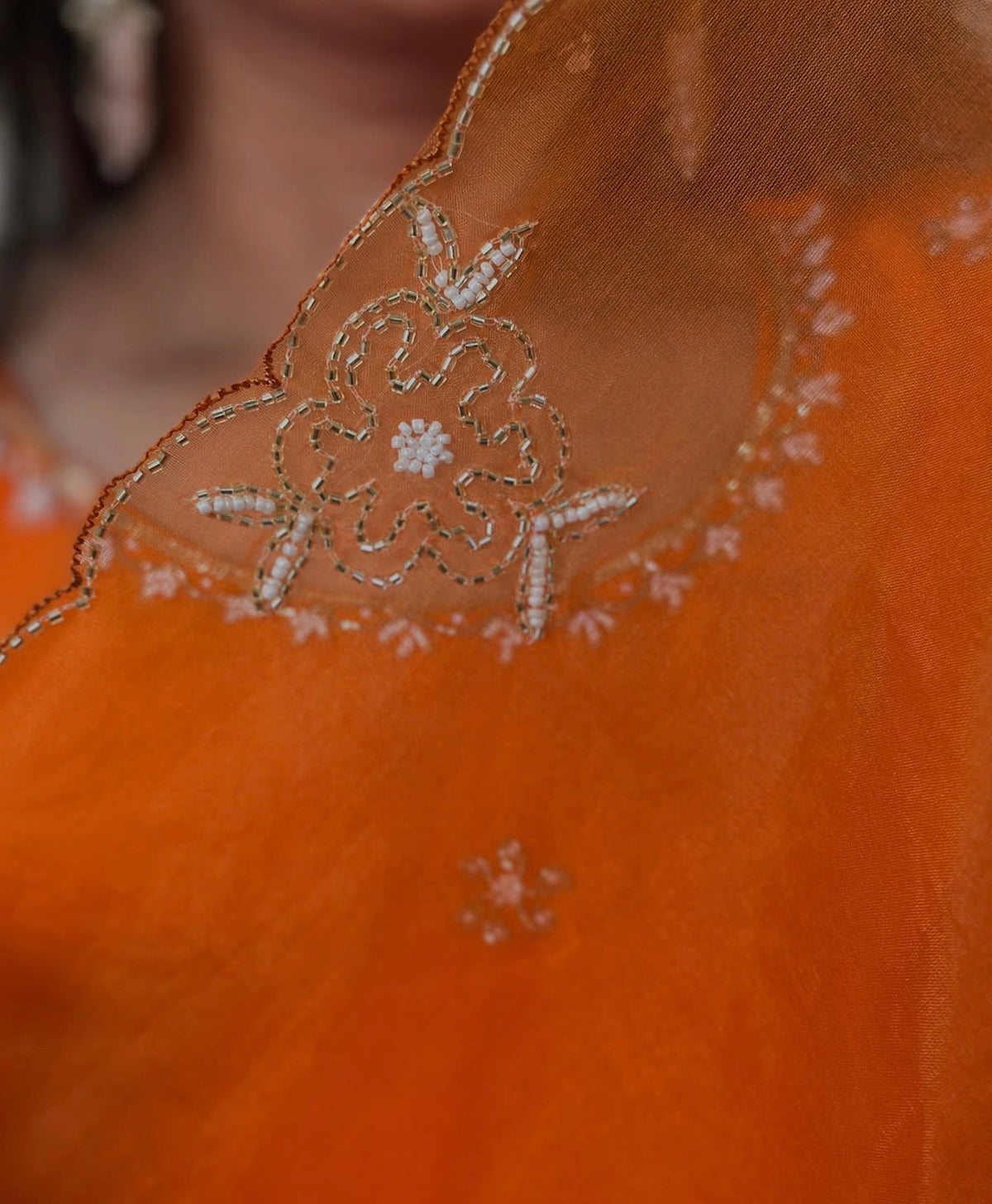 Elegant Orange Embroidered Ensemble