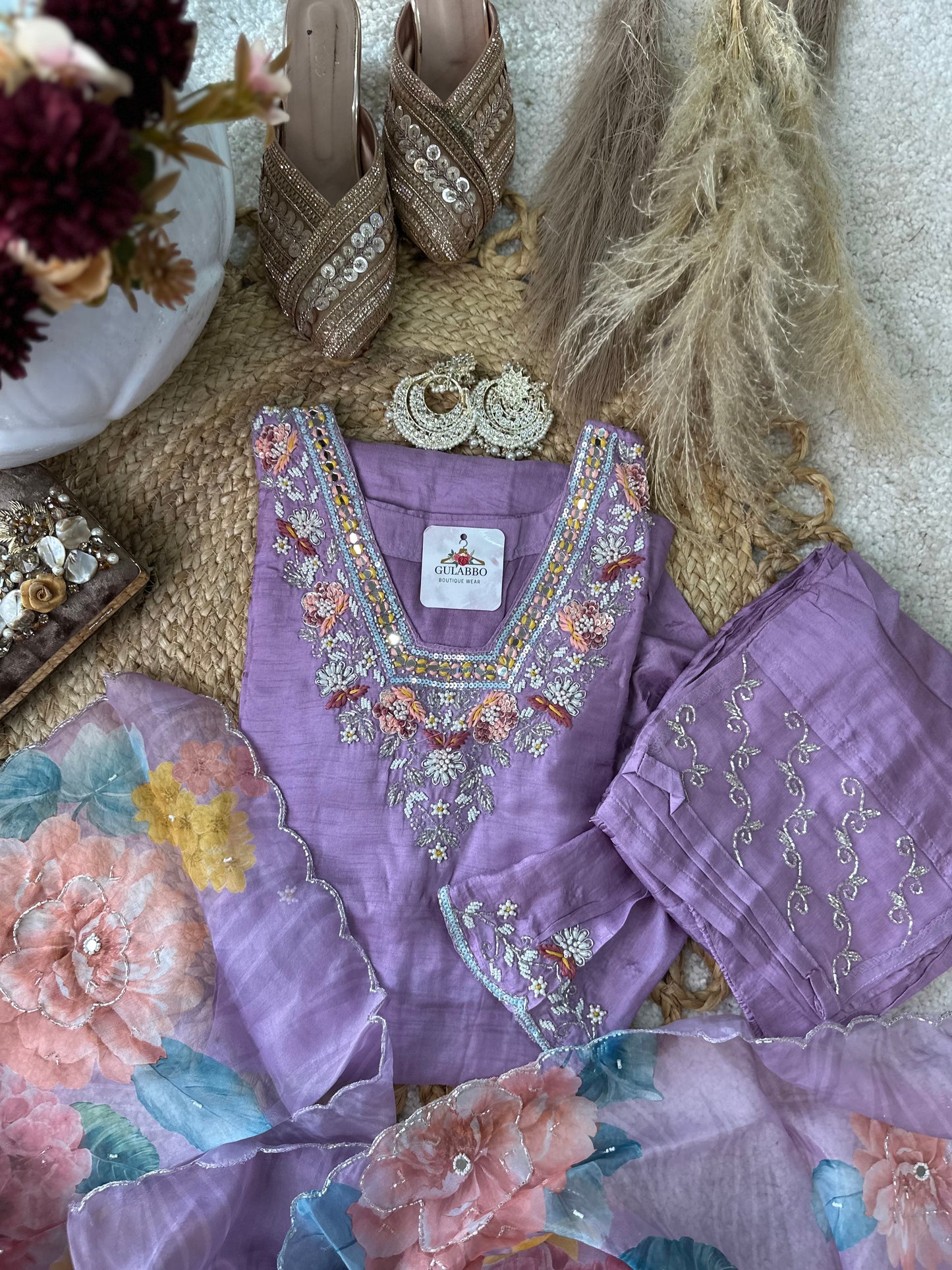 Lavish Lavender Embroidered Kurta Set