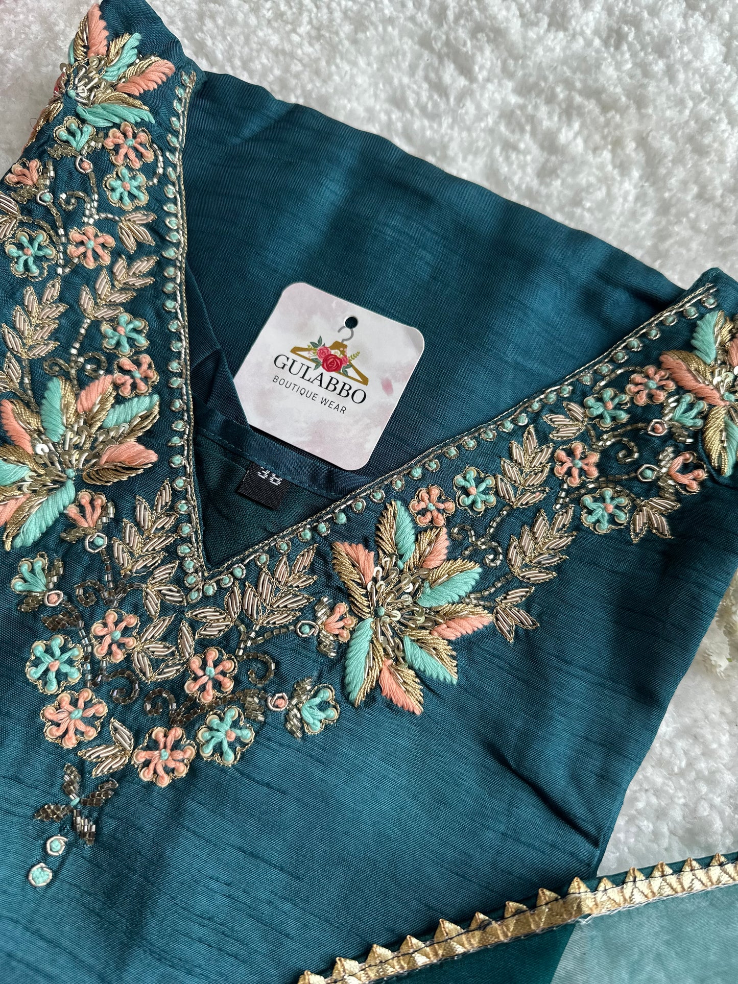 Peacock Green Silk Set