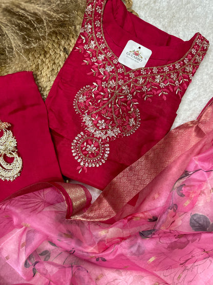 Pink Embroidered Kurta Set