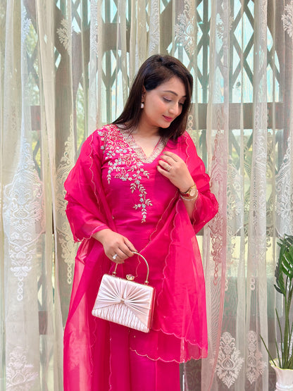 Pink Heavy Embroidered Kurta Set