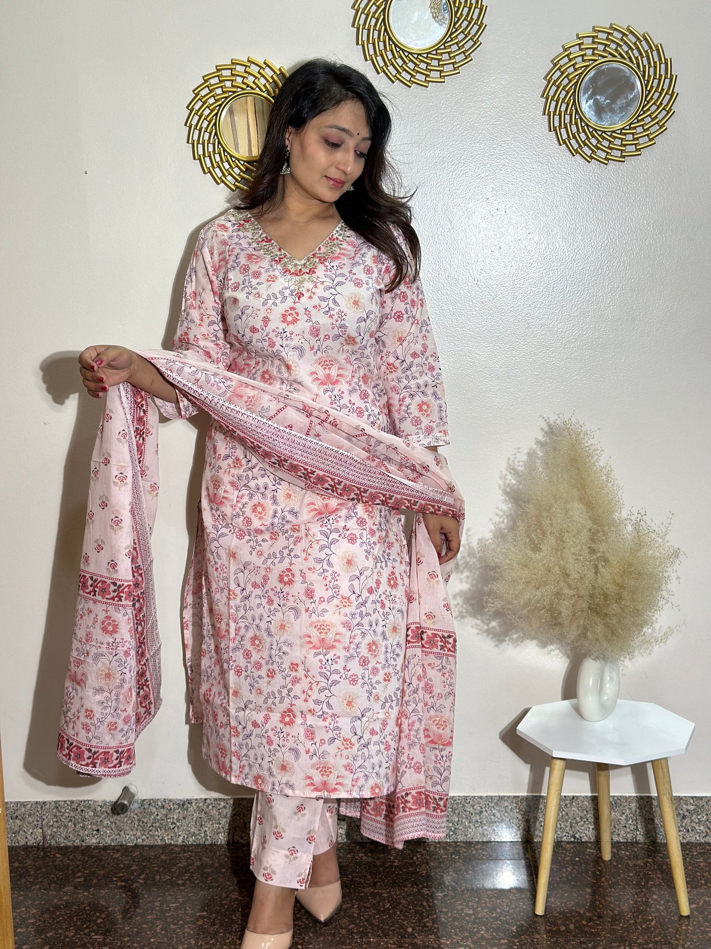 Cotton Kurti Set With Dupatta