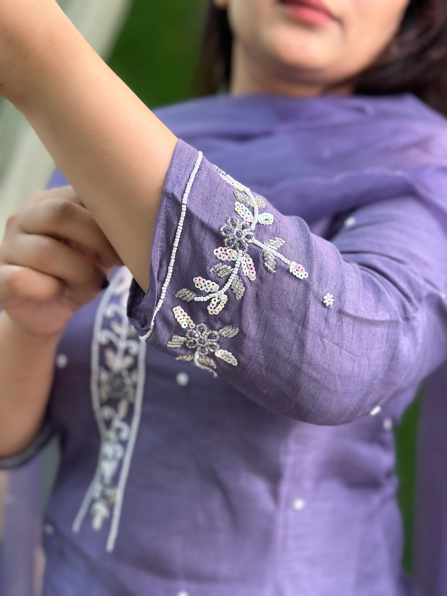 Lavender Heavy Embroidered Kurta Set