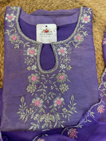 Lavender Tissue Silk Kurta Set