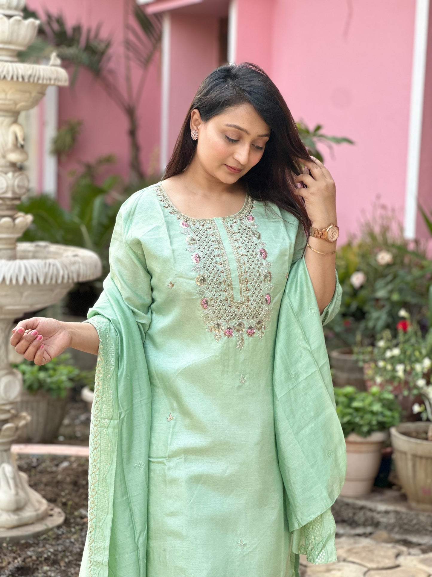 Sea Green Silk Set