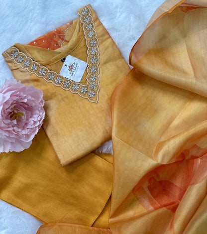 vibrant vibes of a sunset stunning kurta set with embroidery