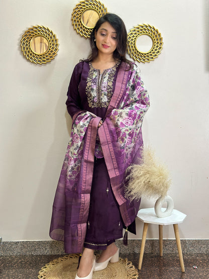 Dola Silk Kurta Set with beautiful floral dupatta