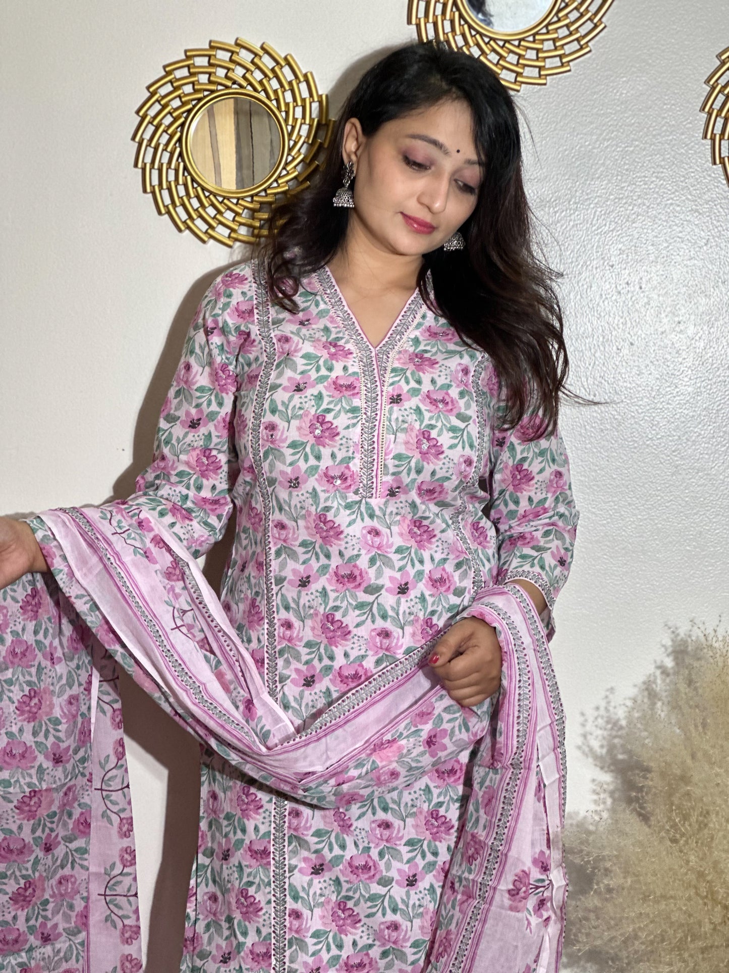 Cotton Kurti Set With Dupatta