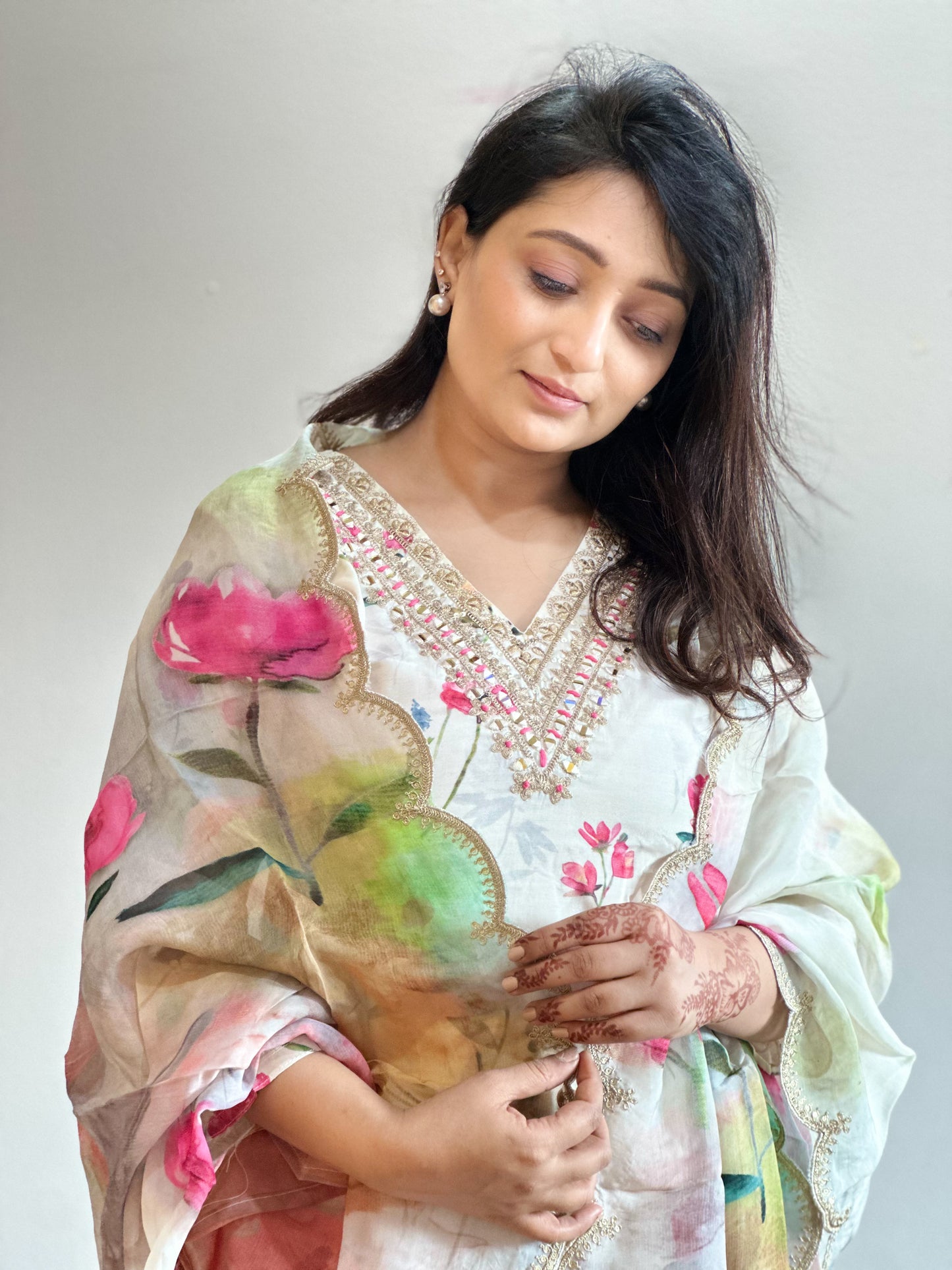 Pure muslin floral Kurta Set