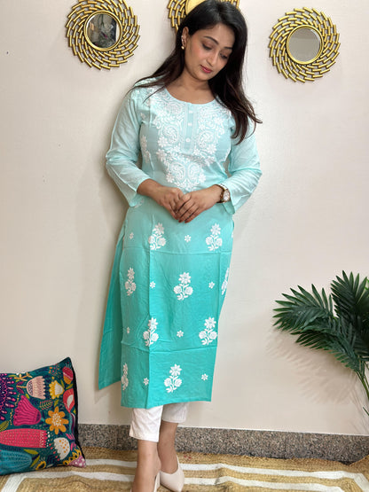 Ombré Cotton Chikankari Kurti