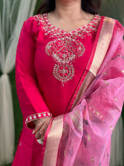 Pink Embroidered Kurta Set