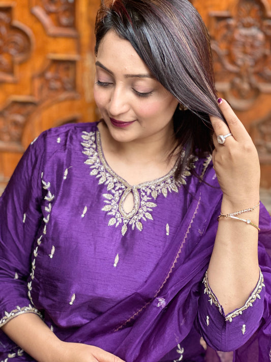 Heavy Embroidered Purple Suit