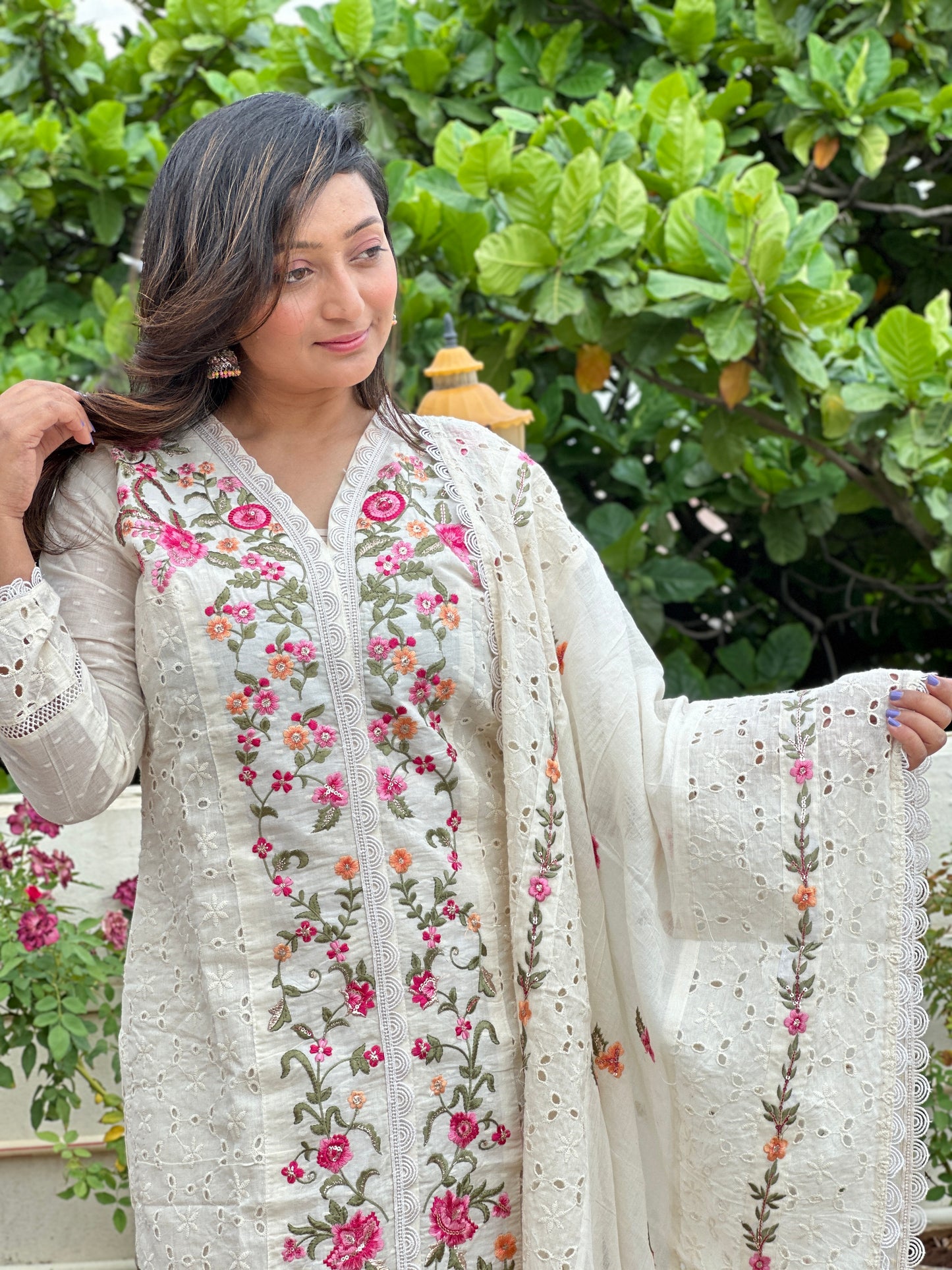 Heavy embroidered Cotton silk suit