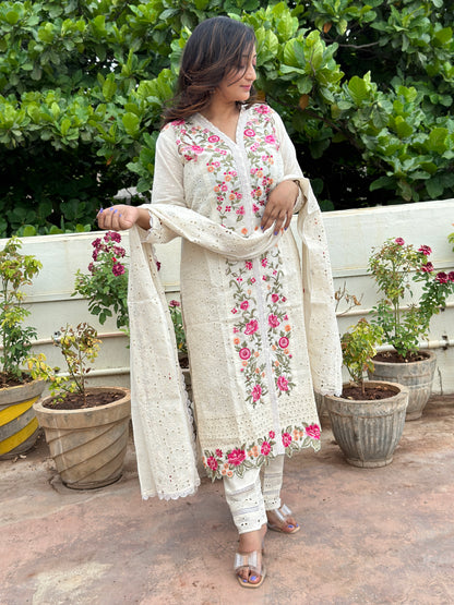 Heavy embroidered Cotton silk suit