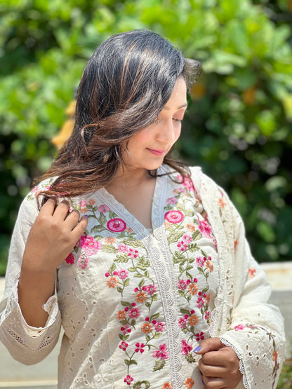 Heavy embroidered Cotton silk suit