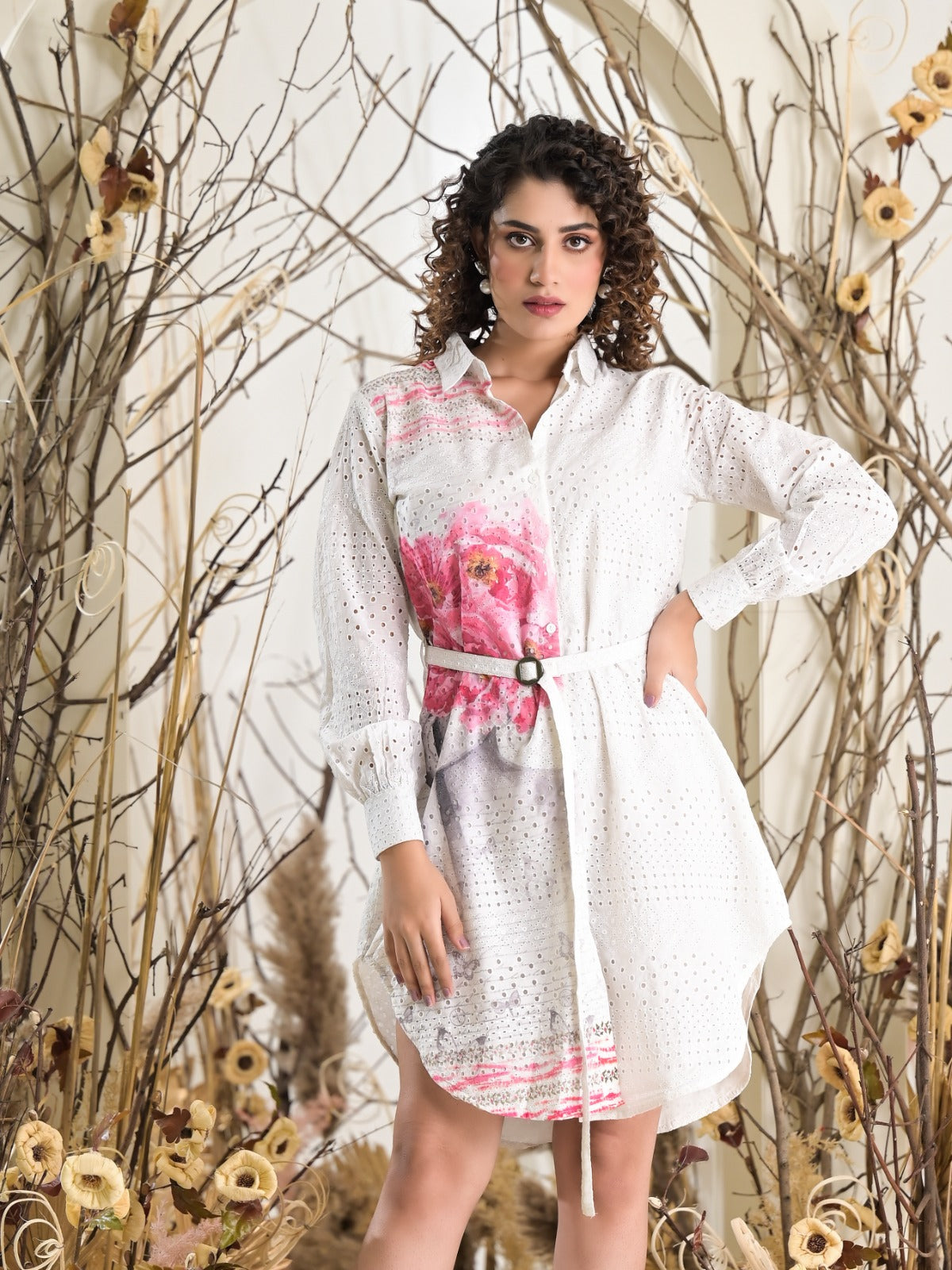 White Schiffli Cotton Tunic