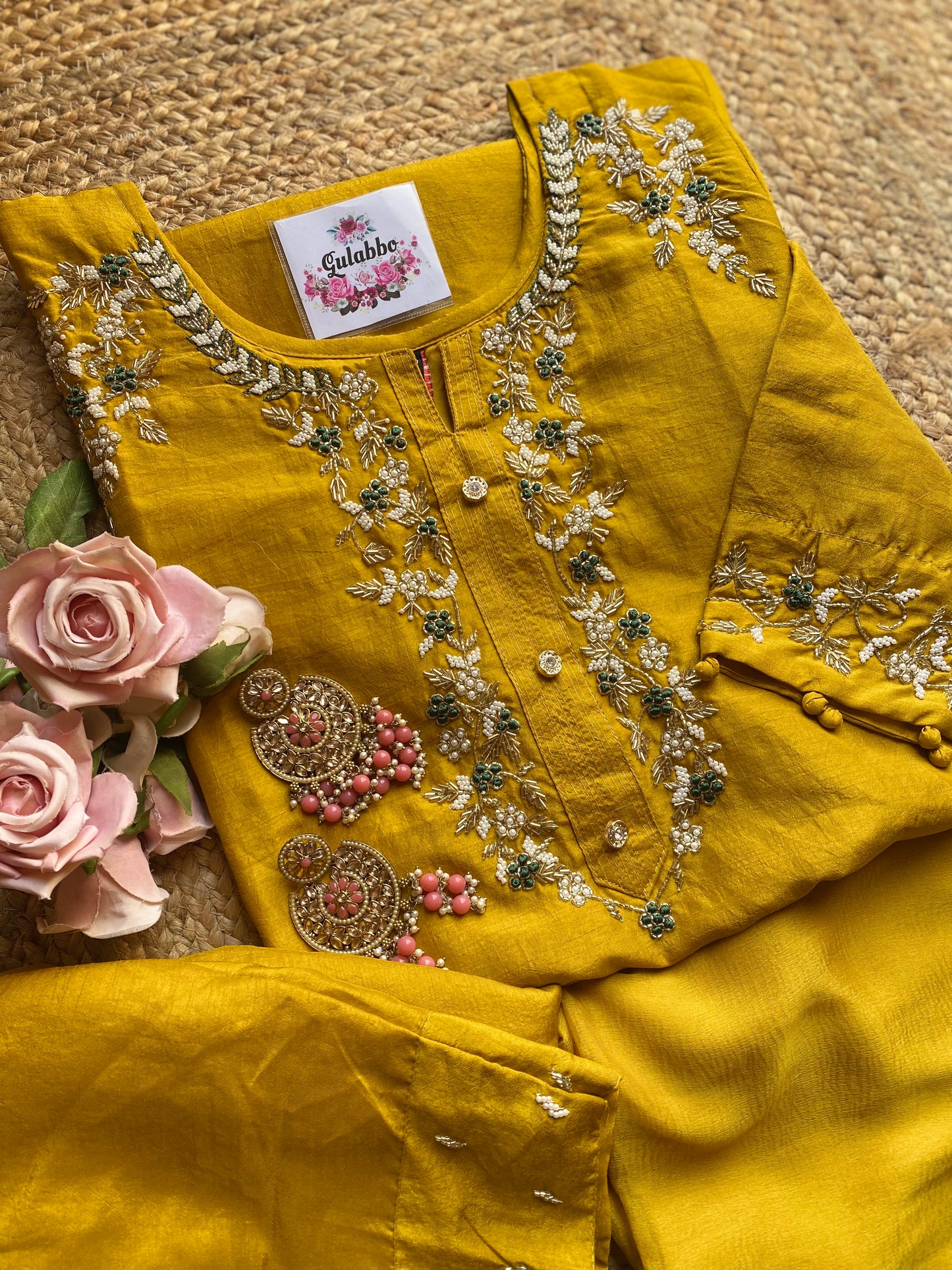 Handwork embroidered kurti set